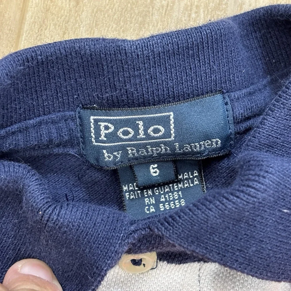 Vintage Boys Polo Ralph Lauren Polo Shirt Size 6 Stripes Preppy Orange & Blue
